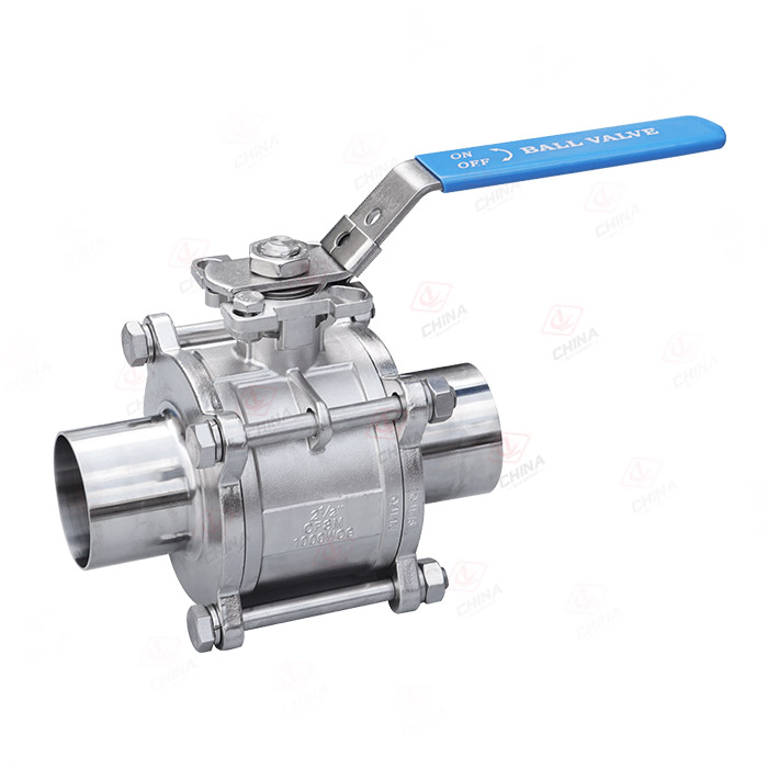Three piece welded ball valve