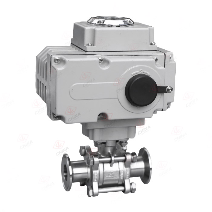 Electric three-piece non-retention full-cover ball valve