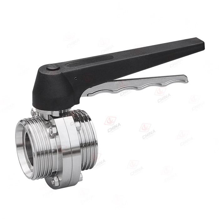 Duck billed external thread butterfly valve