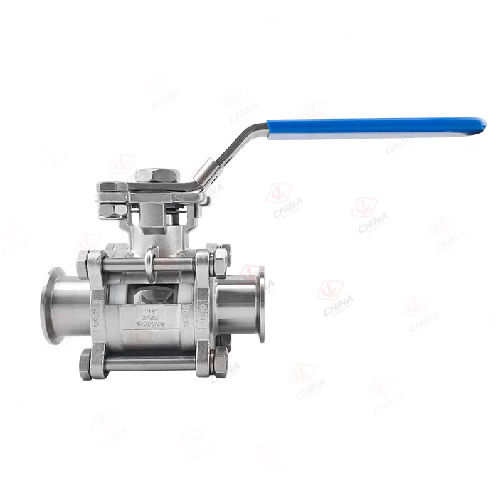 Sanitary three-piece high platform straight-through (semi-enclosed) ball valve